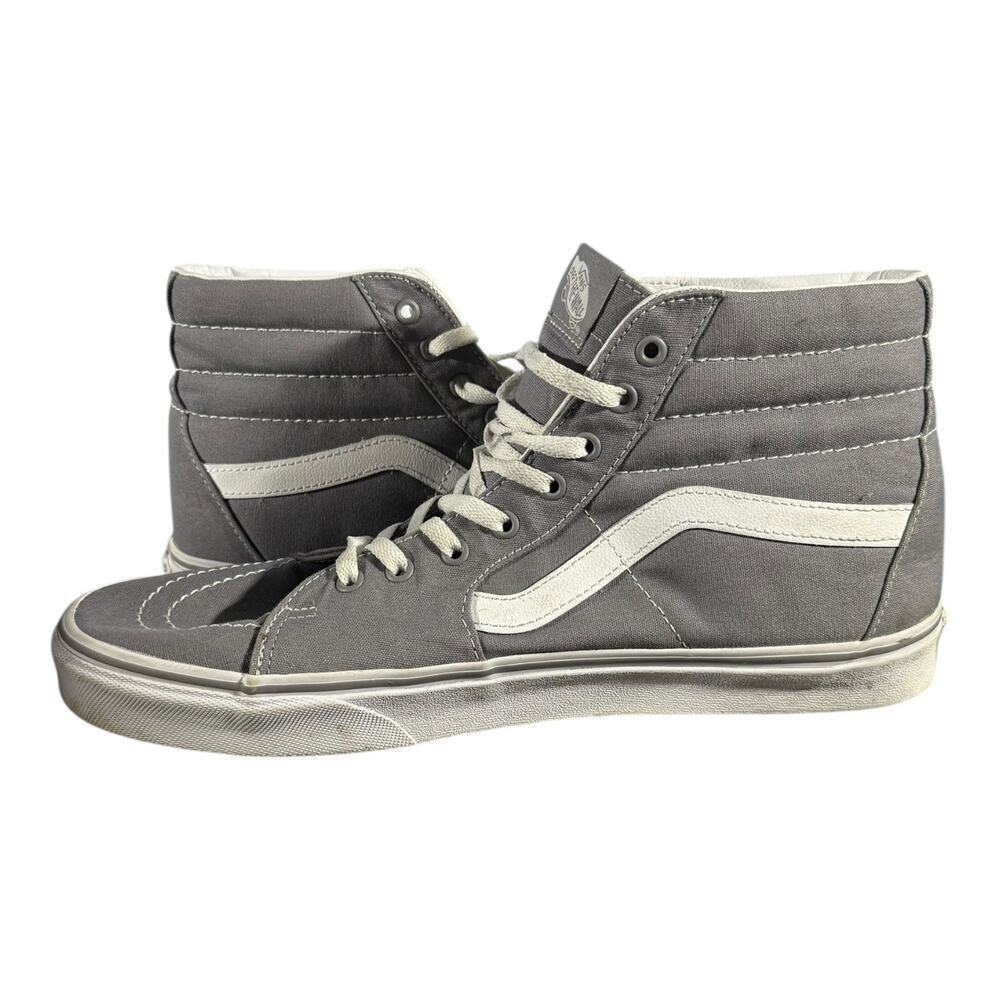 Vans Sk8-Hi Gray White High Top Skate Shoes Men’s 13 Classic Canvas 1500714 - Picture 6 of 9